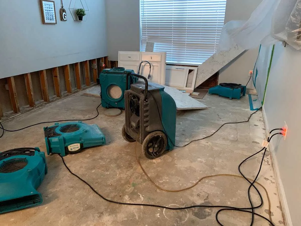 Dehumidifier in flood-cut room for Water Extraction & Removal in Concord