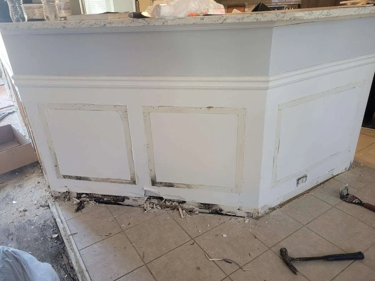 Water damage and mold on kitchen during Storm Damage Restoration in Concord
